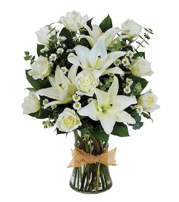 Tribute Mixed Vase Arrangement - All White
Also Sold As: Mixed Vase Arrangement- All White